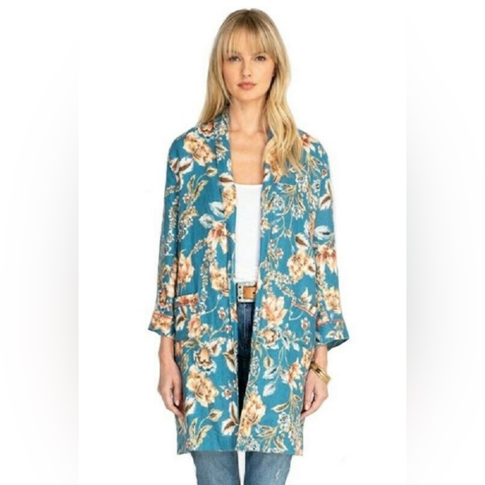 NWT Johnny Was floral linen duster jacket Cardigan size Large